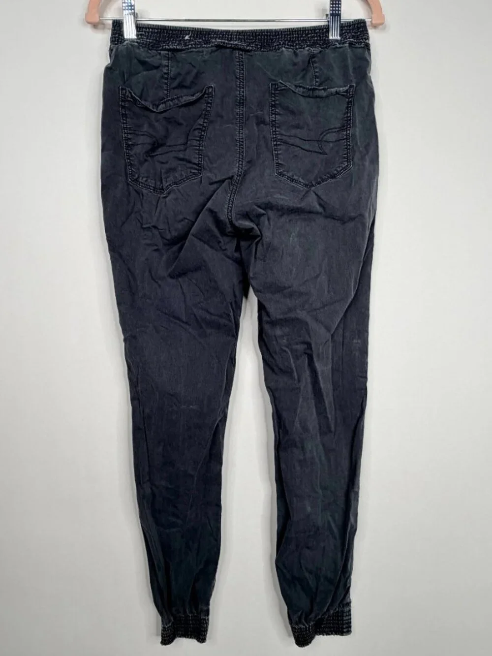 2/$30 American Eagle Outfitters Mid Rise Drawstring Jegging Black 8 #A3266